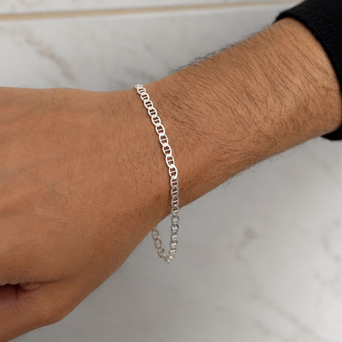 Pulseira Piastrine Grossa 21cm Masculina Em Prata 925 Legítima